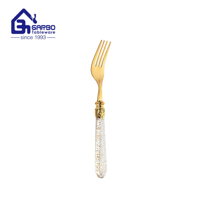 Beige Round Plastic Handle Main Table Stainless Steel Dinner Fork