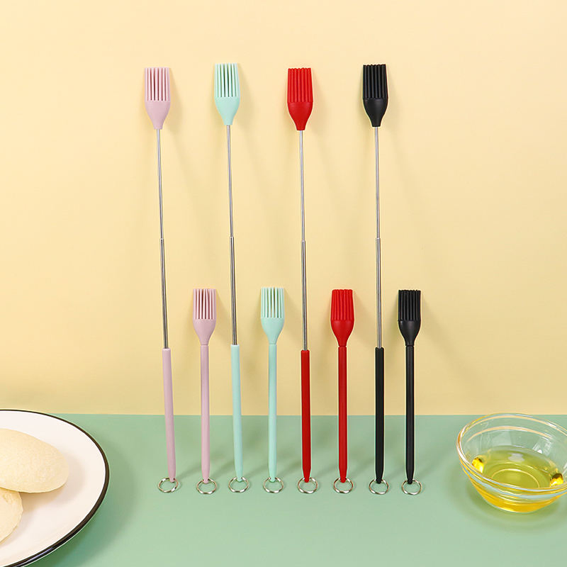 Kitchen Utensils Heat-Resistant Healthy Odorless Non-Toxic Food Grade Silicone Retractable Baking Pastry Oil Brush