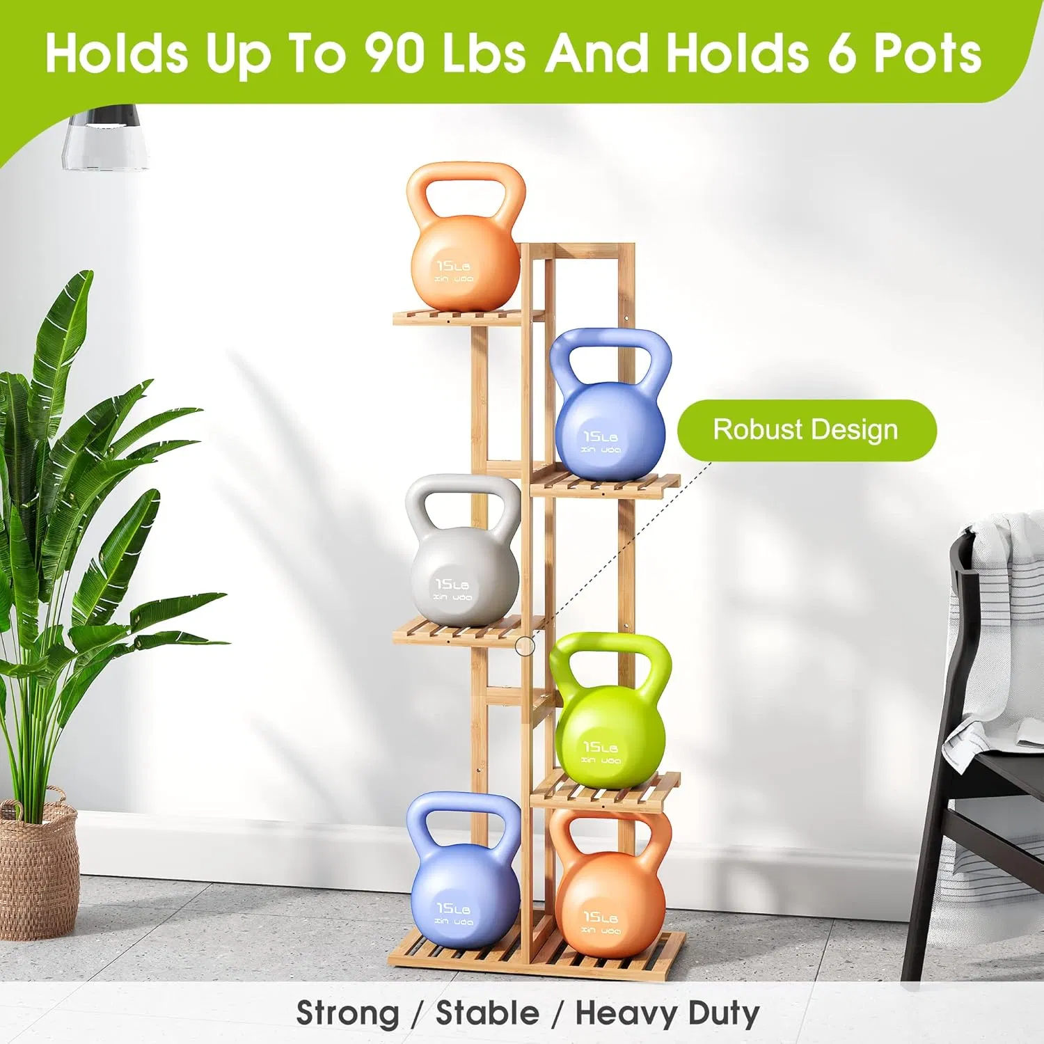 Bamboo Household Living Room Balcony Multi-Layer Flower Rack