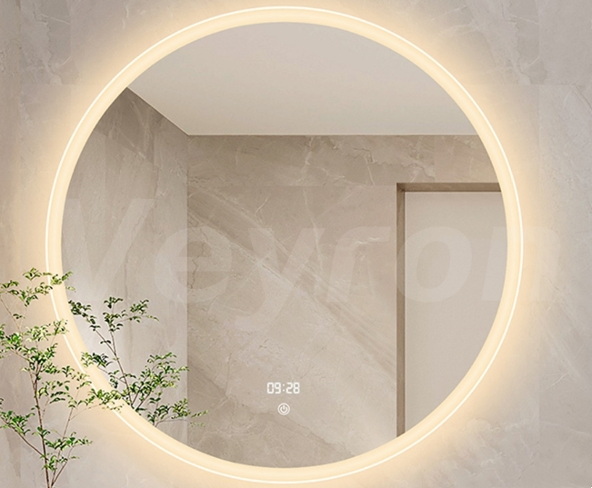 Smart Home Decorative Hello Kitty Round Wall Mounted Make-up Lighted Defogger LED Lamp Bathroom Mirror with CE UL SAA