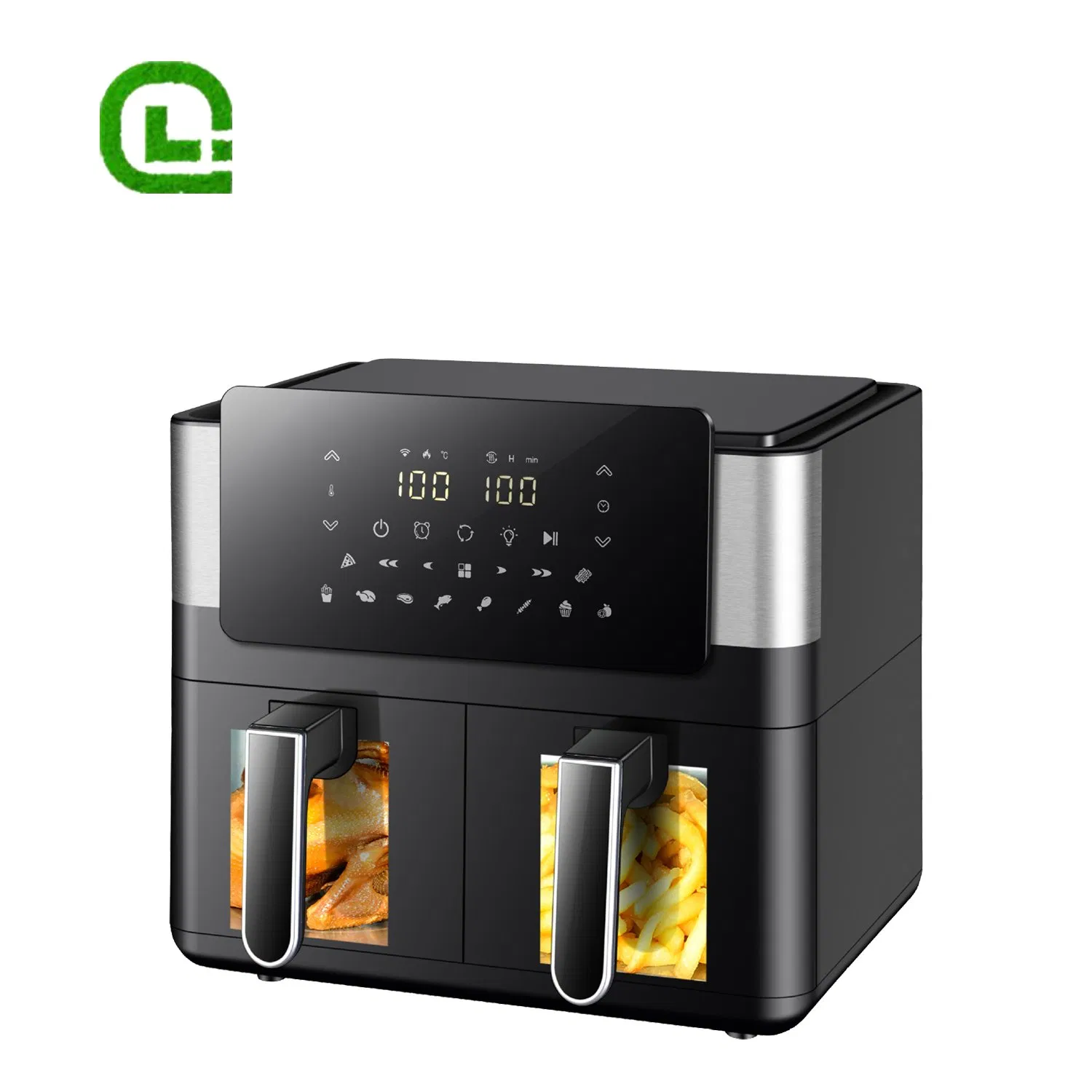 China Wholesale Fashionable Household Air Deep Fryer 2 Baskets with Visible Window Kitchen Appliances for Cooking Without Oil