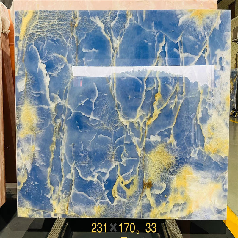 Marble Blue Onyx Slab Supplier, Natural Stone Blue Marble Slab Blue Quartz Countertop