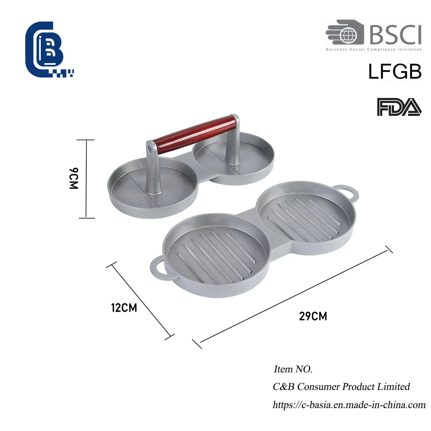 Double-Lattice Non-Stick Stainless Steel Hamburger & Steak Press