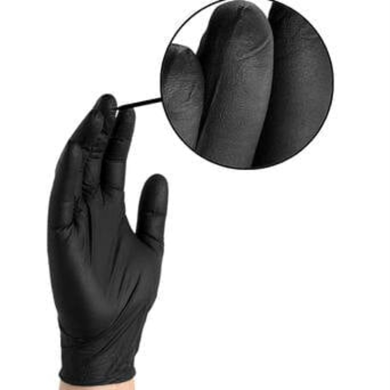 Bulk Nitrile Gloves Black Diamond Texture - Heavy-Duty Rip-Resistant & Disposable