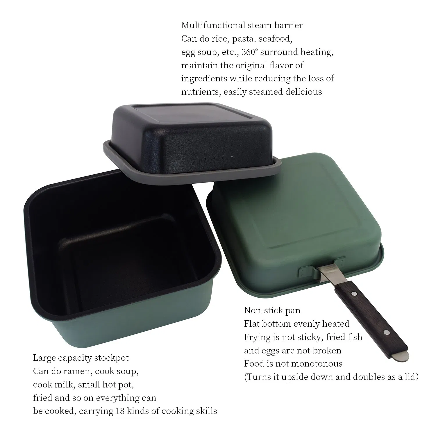 Square Multifunctional Camping Pot Frying Pan