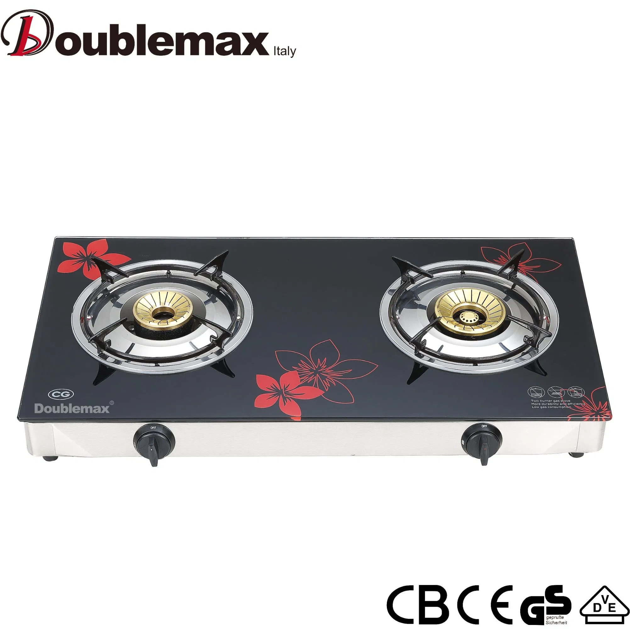 Portable Gas Stove Tempered Glass Double Auto Ignition 2 Burner Table Gas Cooker