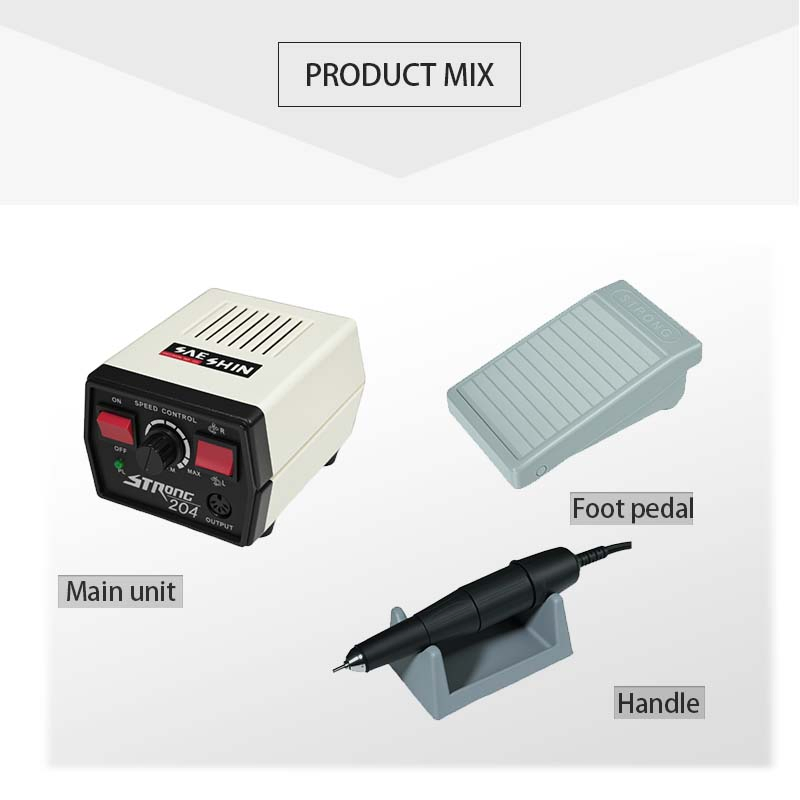 35000rpm Jewelry Polishing Dental Lab Micromotor Professional Nail Drill (Strong 204+102L Handpiece)