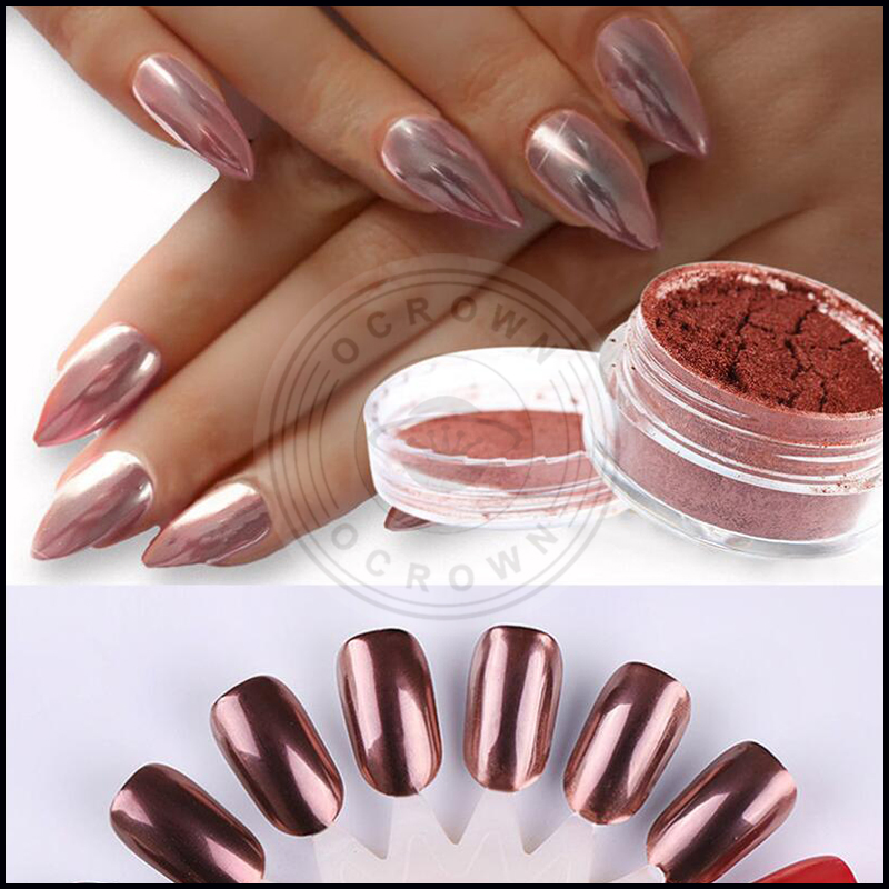 Gold/Sliver Rose Metallic Chrome Nail Gel Polish Pigment Mica Powder