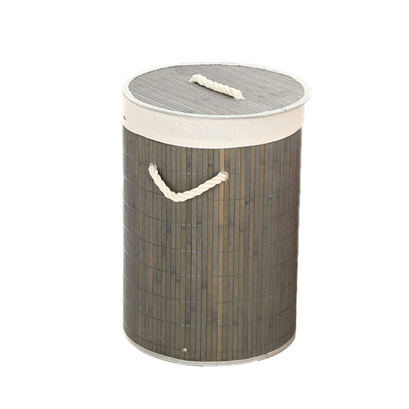 Foldable Bamboo Woven Laundry Basket/Collapsible Wicker Storage Hamper with Fabric Liner