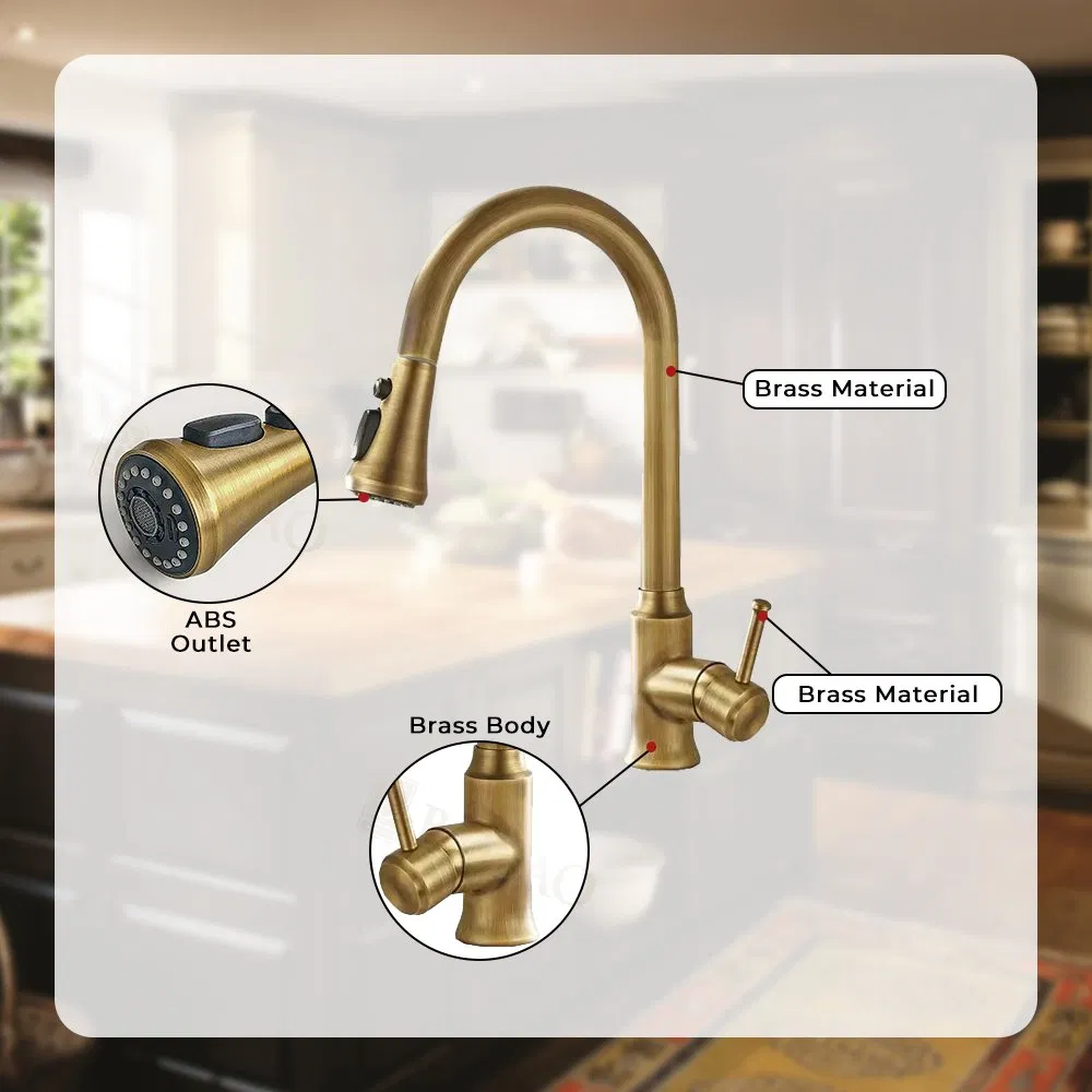 Classic Pull out Brass Kitchen Faucet Sink Kitchen Mixer Tap
