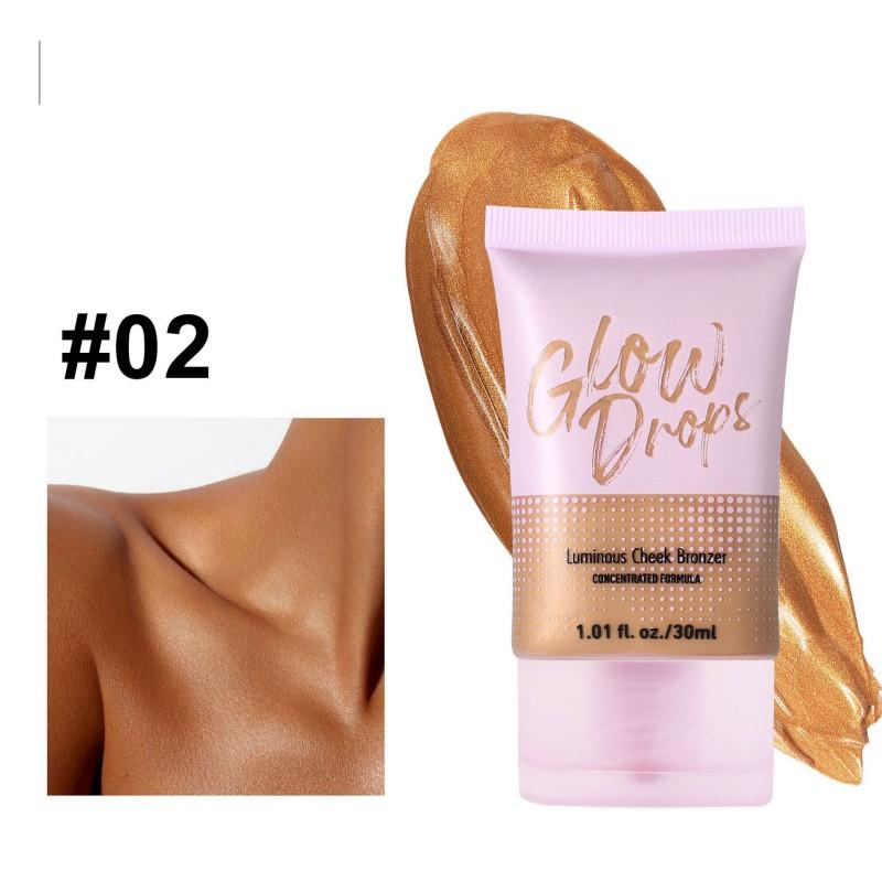 High Quality 30ml Liquid Highlighter Soft Tube Pearl Glow Radiant Glow Drops Bronze Long Lasting Gentle Formula Makeup Private Label Highlighter