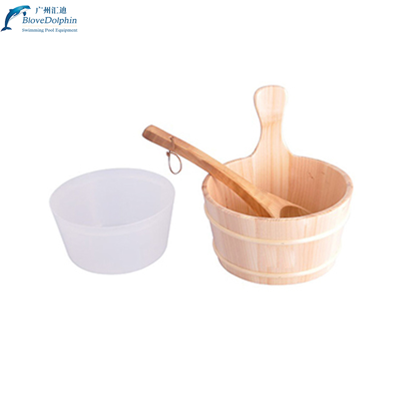 Wholesale Including Steam Sauna Wood Materials Bucket Ladle Hourglass Wooden Sauna Bucket and Spoon