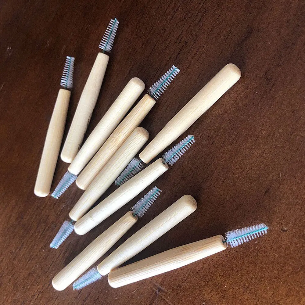 "7" Shape Dentist Use Bamboo Interdental Brush Eco Friendly Bamboo Wood Interbrush 0.4mm Size