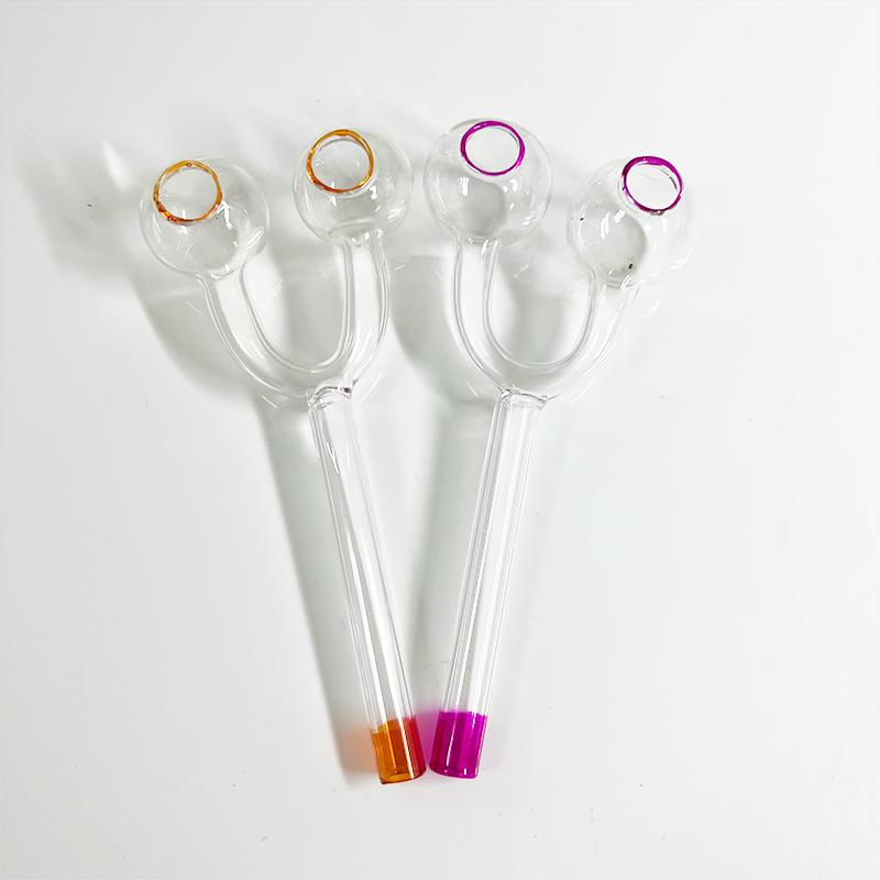 Double Globe Oil Burner Pipes Assorted Colors Sweet Puff Glass Water Pipe