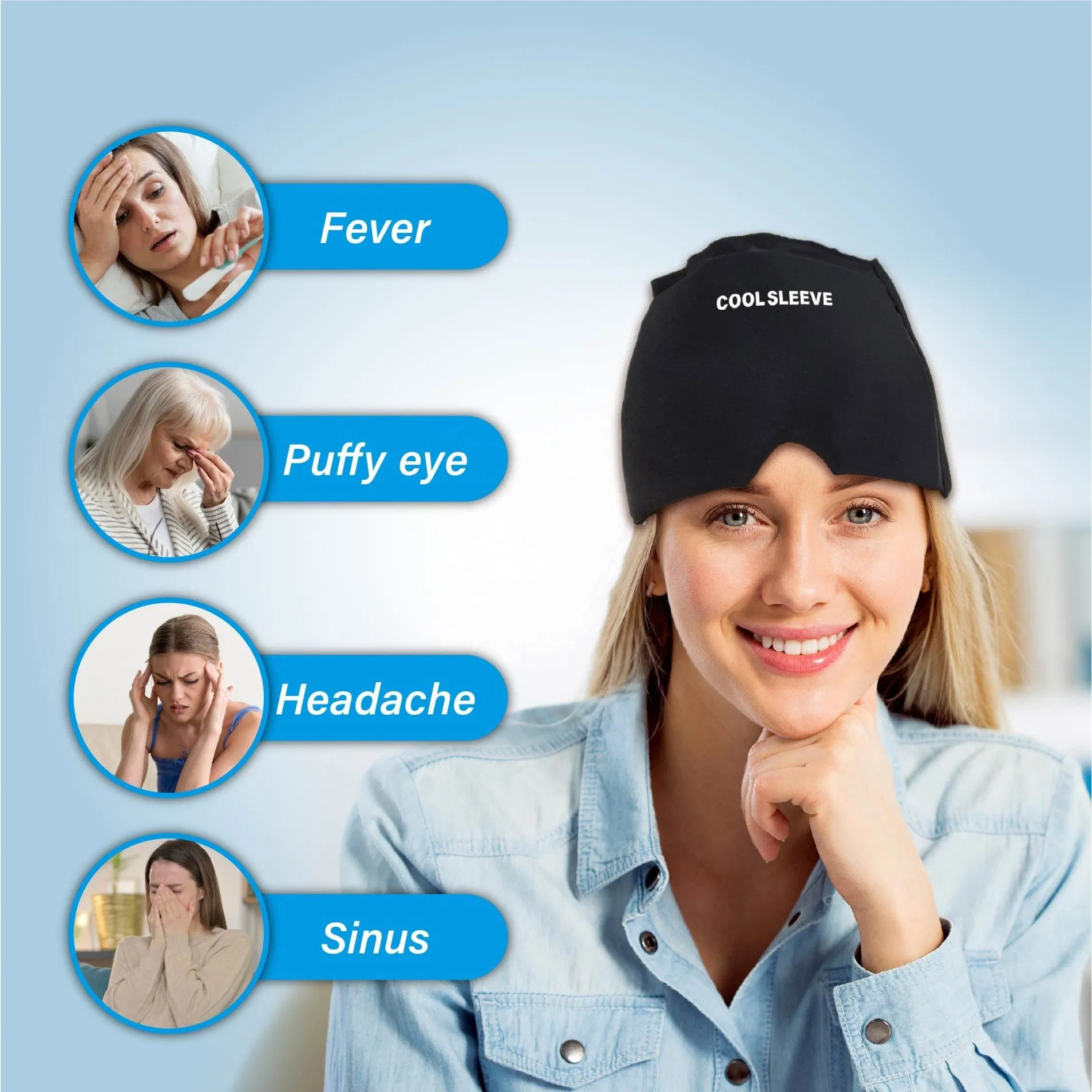 Reusable Hot Cold Gel Compress Headache Relief Hat Migraine Relief Cap