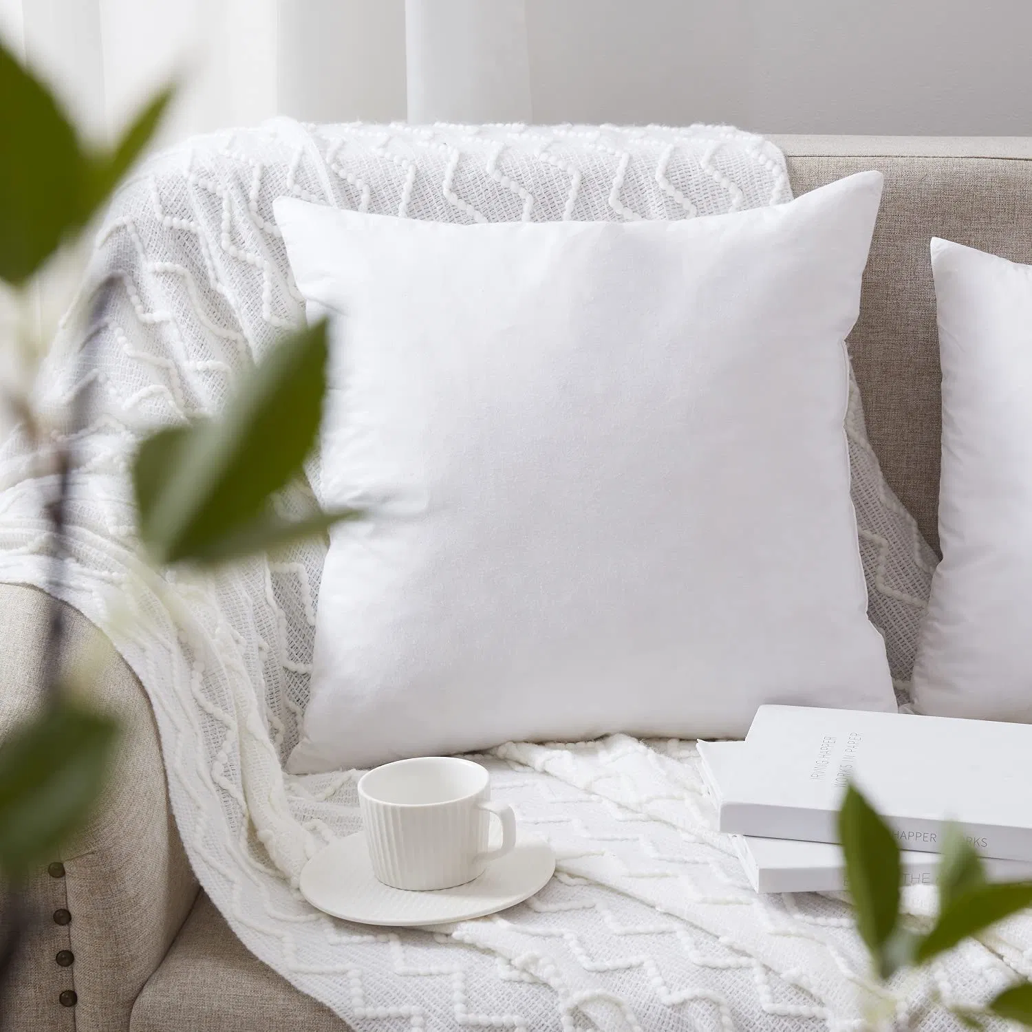 RDS White Goose / Duck Feather Hotel Sofa Bolster Pillow Cushion