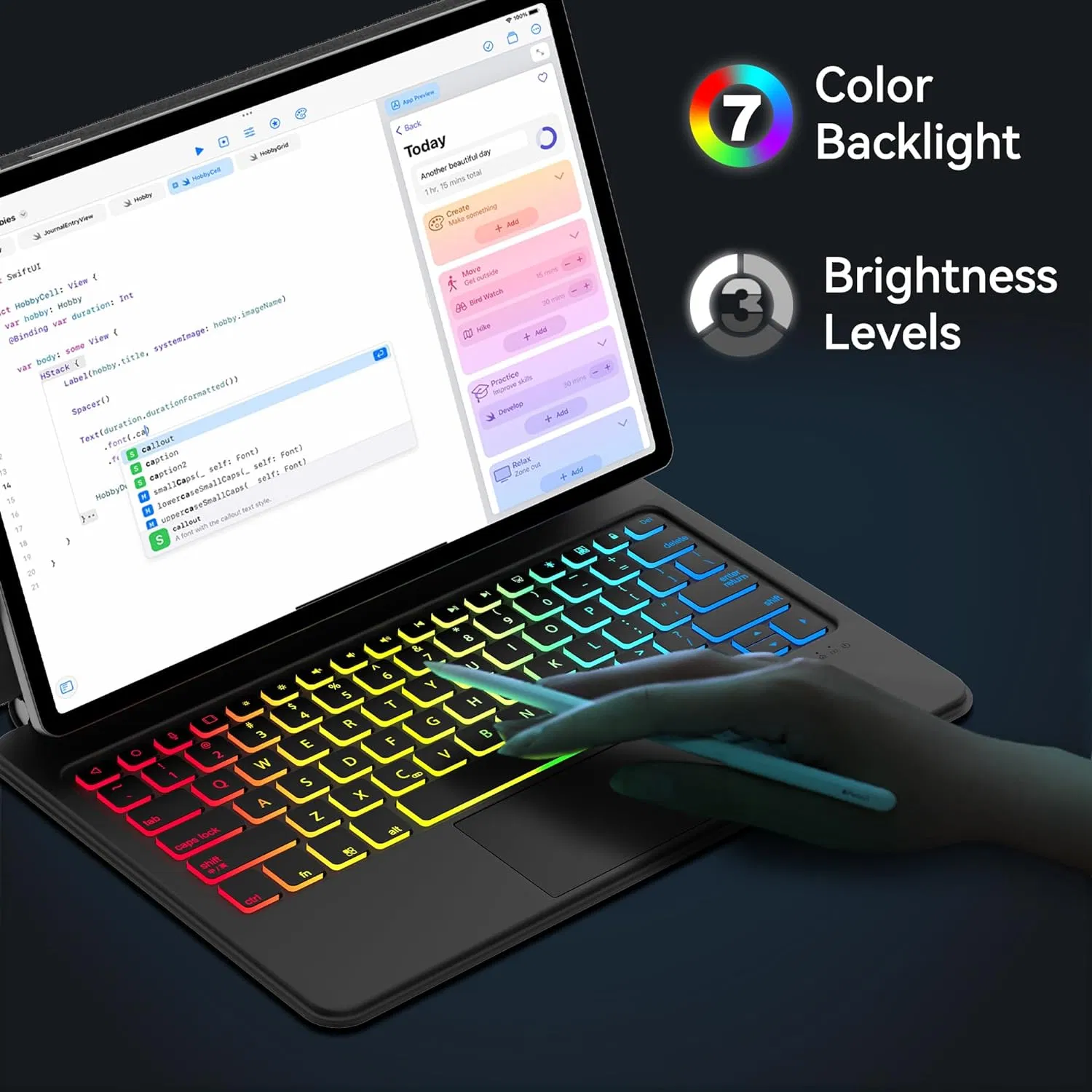 Magic Non-Detachable Pivot Magnetic Wireless Bluetooth Keyboard Leather Case for Samsung Galaxy Tab S9 Fe/S9+/S8+/S7+/S7 Fe