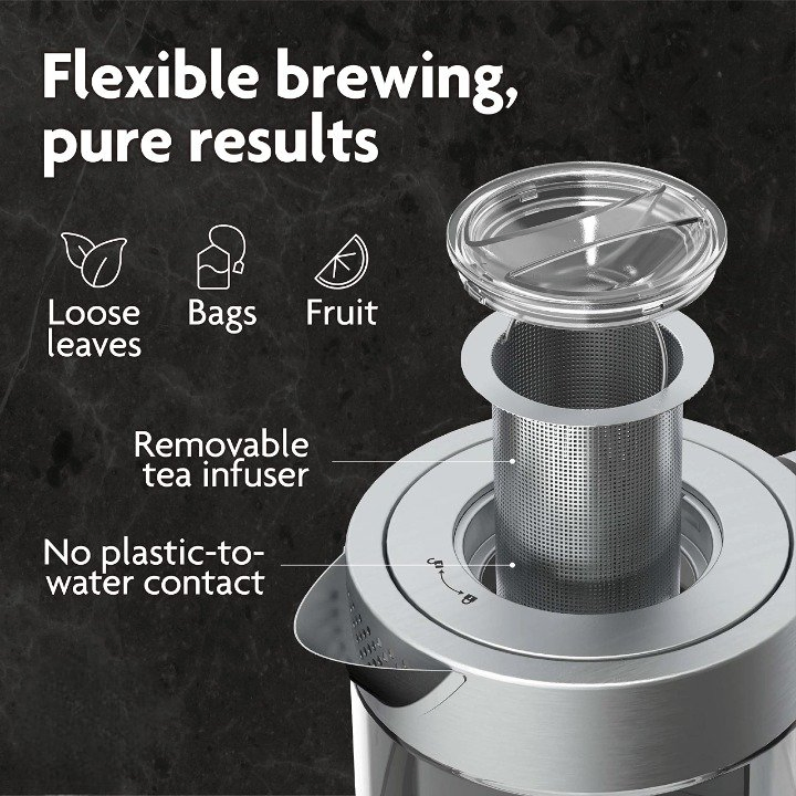 Электрический чайник со стеклянной колбой и автоподдержкой температуры