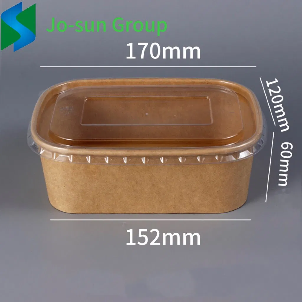 Jo-Sun Disposable Biodegradable Food Grade Kraft Rectangular Paper Bowl with Paper Lid