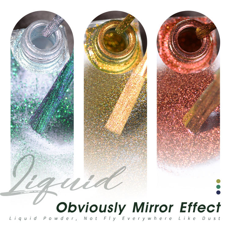 Colored Mirror Effecting Liquid New Arrivals 10ml Aurora Pearl Metallic Mirror Nail Polish No Dust Magic Liquid Chrome Nails
