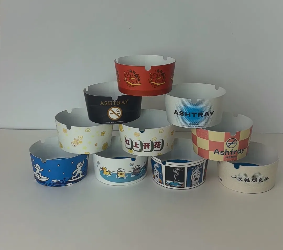 Single-Wall Paper Ashtray with Safety Ash Extinguishing Sand - Custom Branding for Office, Restaurant & Outdoor Events