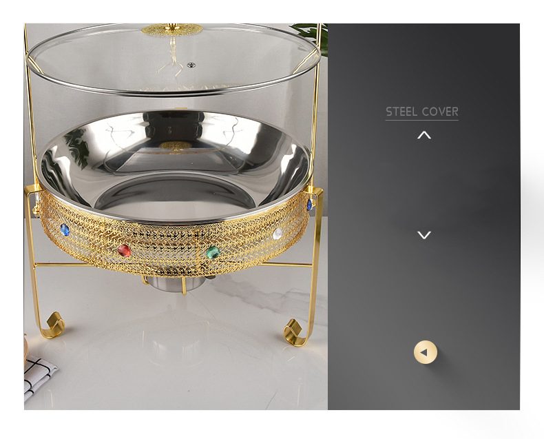 6.0L Chafing Dish Buffet Set Round Stainless Steel Chafer for Catering Party Banquets Wedding