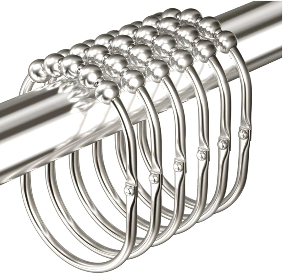 12PCS Wide Stainless Steel Shower Curtain Hooks Rings Heavy Duty Shower Hooks