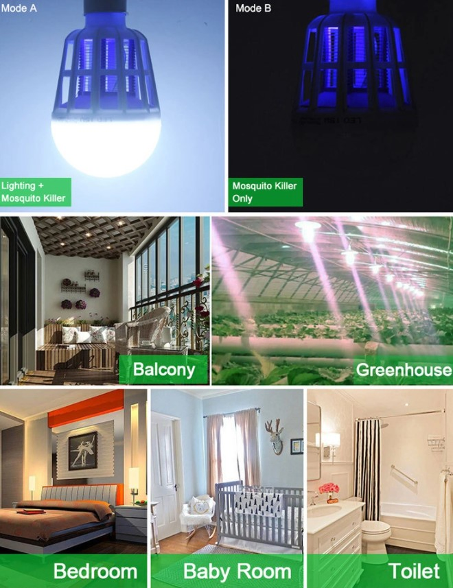 2 in 1 15W LED Bulb Mosquito Killer Nightlight