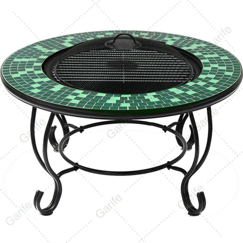 Wholesale Mosaic Tile Table Fire Pit Cooking BBQ Grill for Wood Burning