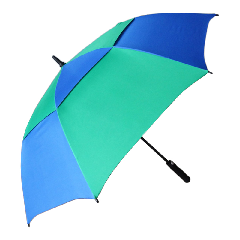 Green and Blue Match Color Club Double Wind Vented Golf Umbrella Price