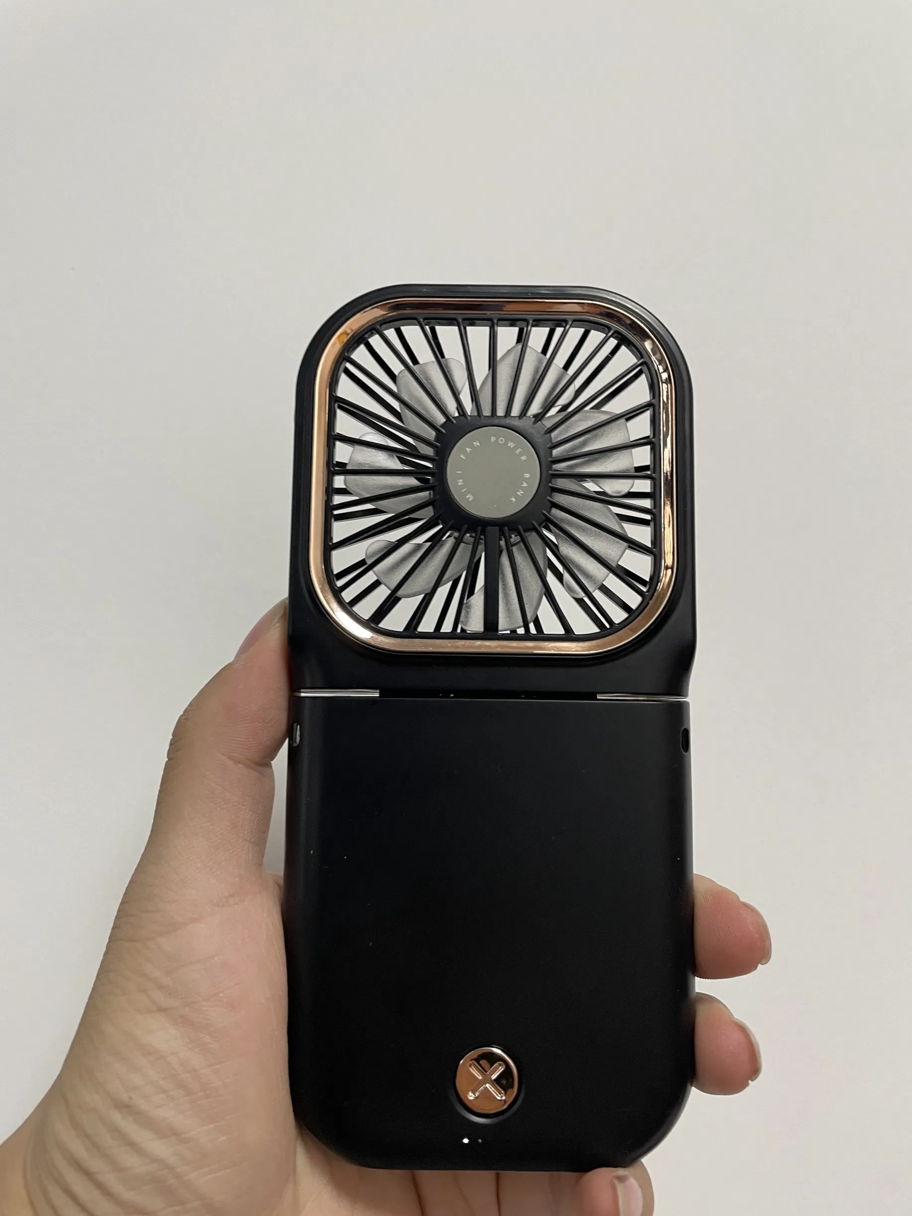 Gift Mini USB Handheld Portable Folding Neck Hanging Fan Handheld Charger Desktop Stand 3000mAh Power Bank Mini Fan