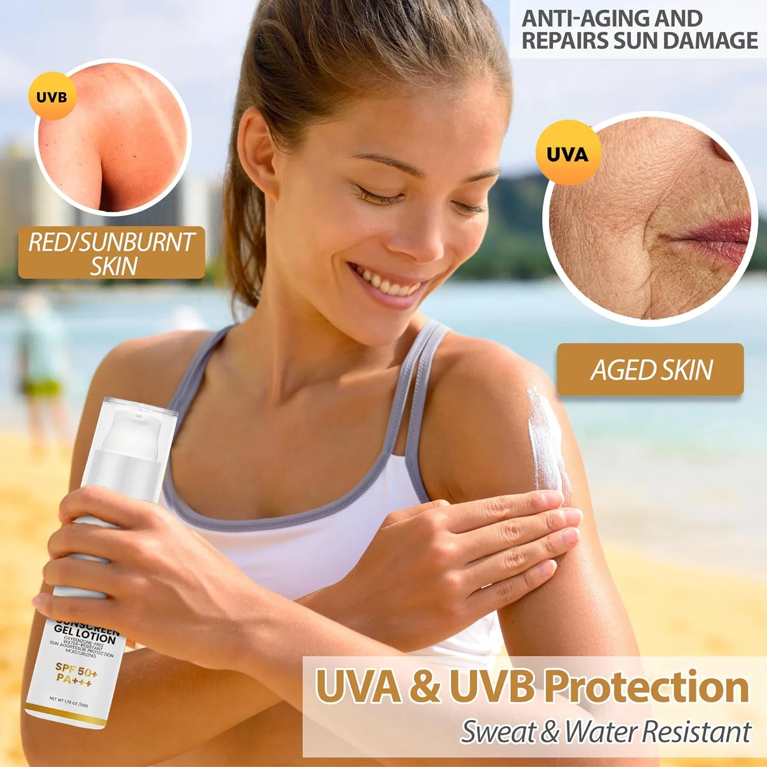 Beauty Cosmetics Skin Care SPF 50 Face Sunscreen Moisturizer Sunscreen Gel Lotion