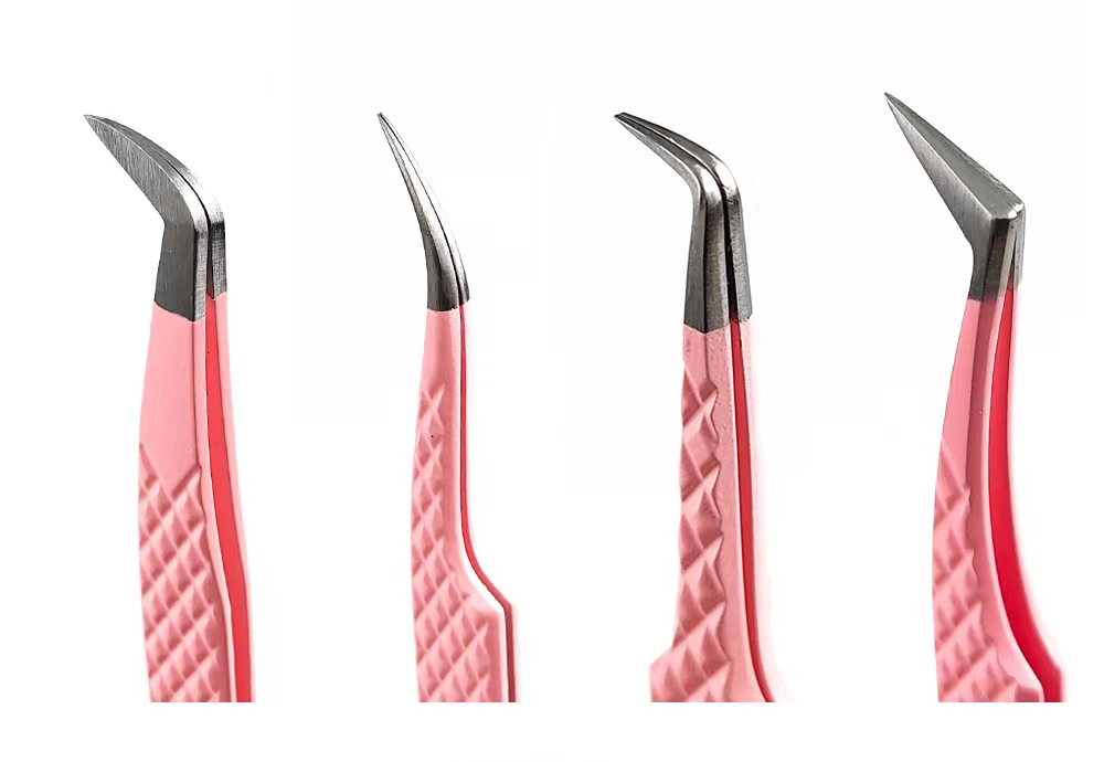 Wholesales Color Eyelash Eyebrow Beauty Stainless Steel Lash Plastic Fiber Tip Tweezers