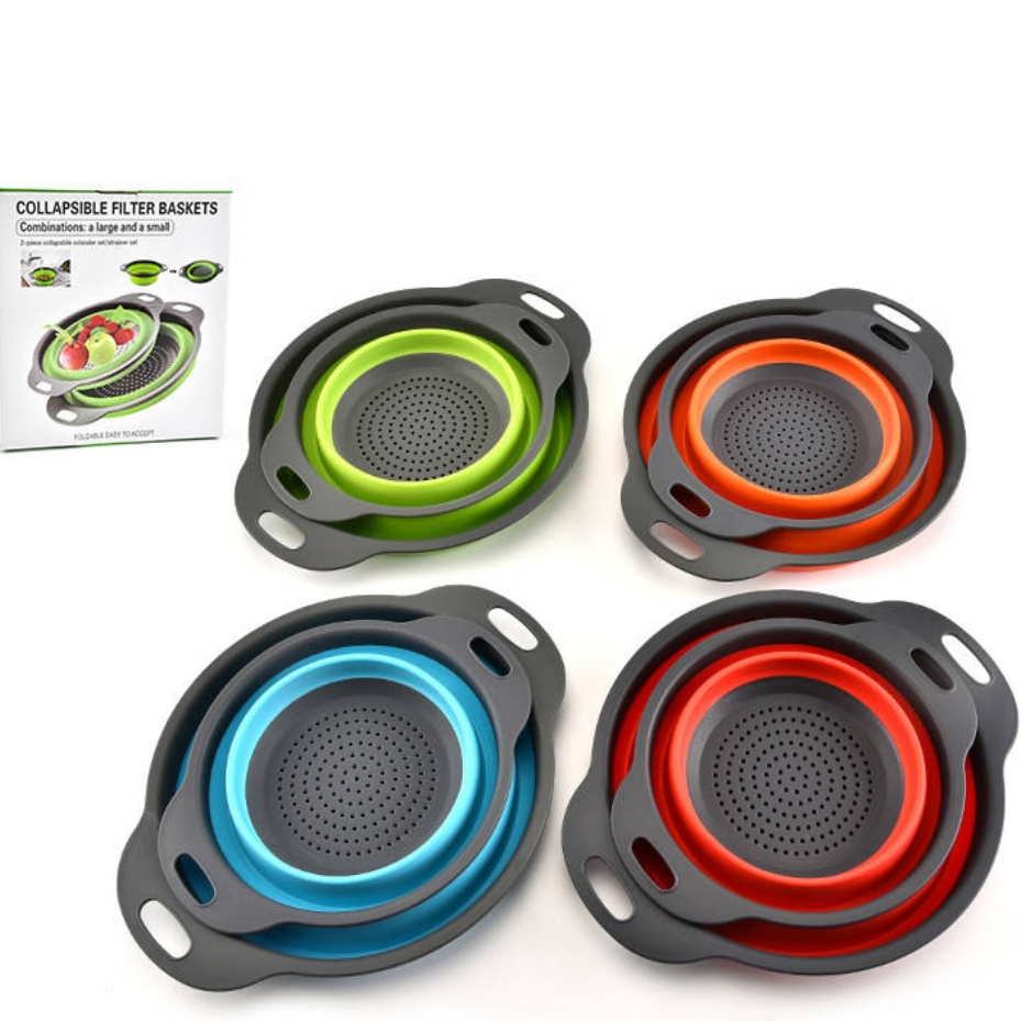 2 Pieces Collapsible Colander Set Fruit and Vegetable Washing Strainer