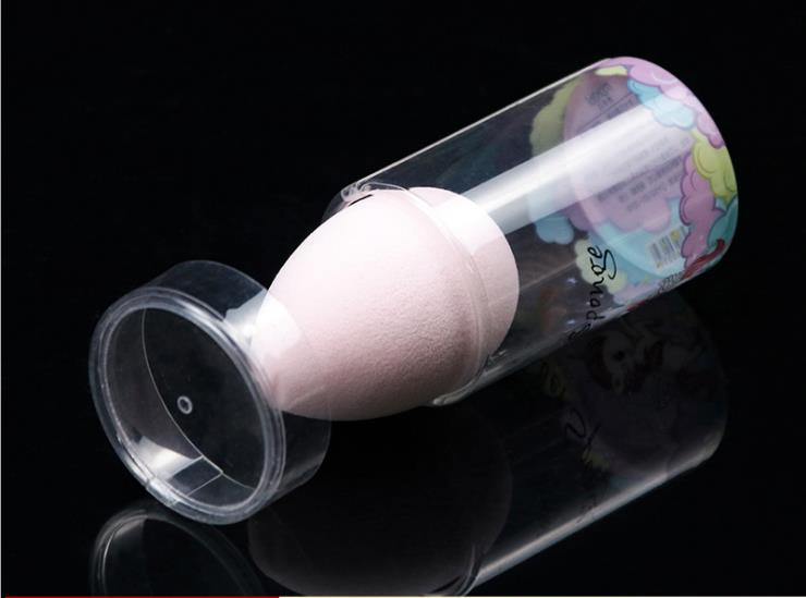 Custom Cylinder Round Packaging for Cosmetic Powder Puff (Plastic box )