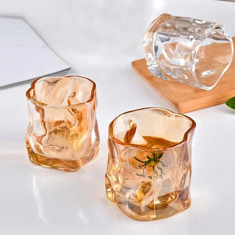 Unique Classic Irregular Water Whisky Glass Cup Twisted Milk Soda Glass