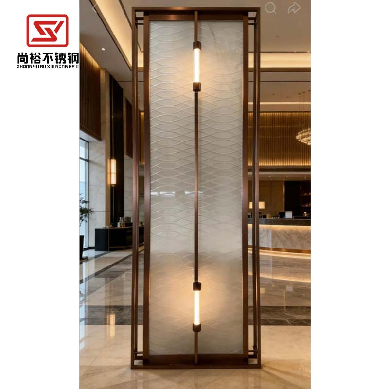 Modern Stainless Steel Room Divider Screen with Intricate Laser Cut