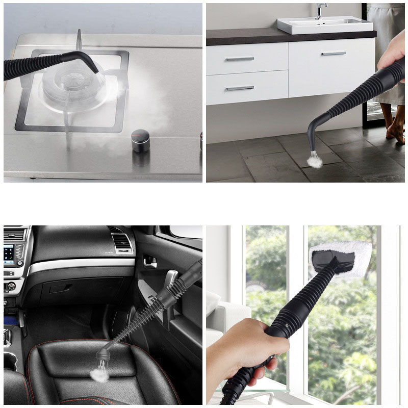 Handheld 1000W Steam Cleaner for Home Kitchen Grease Bathroom Grout Car Seats 350ml Tank 9-Piece Kit