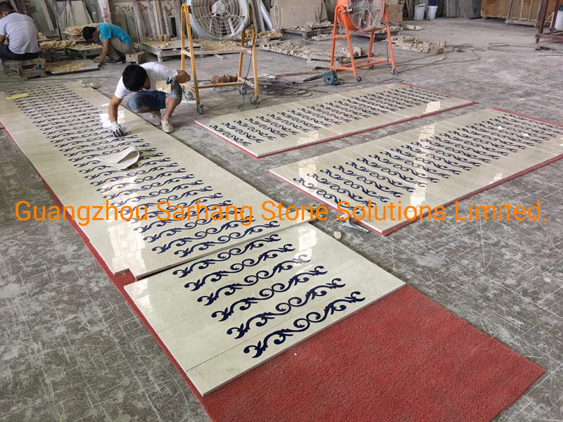 China Manufacturer Simple Waterjet Marble Medallion Border Tile for Living Floor in Villa/Home