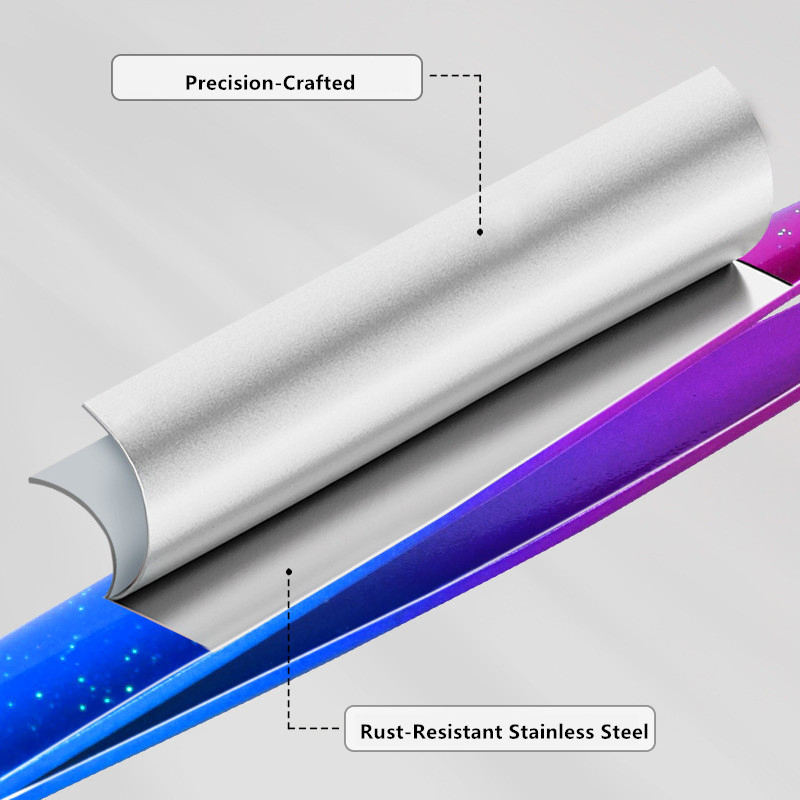 Precise Stainless Steel Plucking Splinter Hair Removal Eyelash Extension Eyebrow Tweezers Set