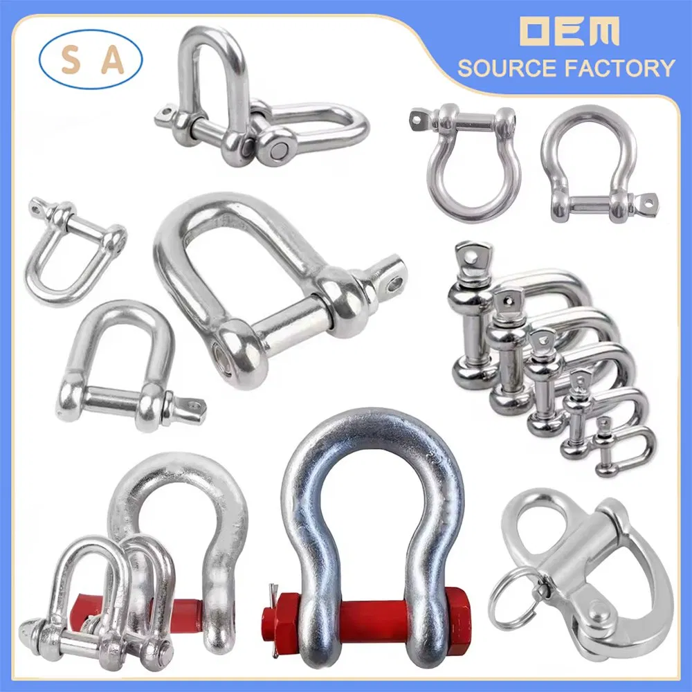 Heavy Duty Shape Anchor Shackle D-Type Stainless Steel 304/316/Carbon Steel Metal Forging Shackle Bow Lifting Shackle for Rigging