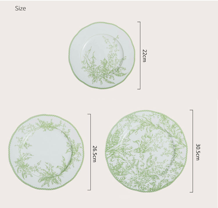 Retro Floral Design Dinner Plates Set for Elegant Wedding Dinners