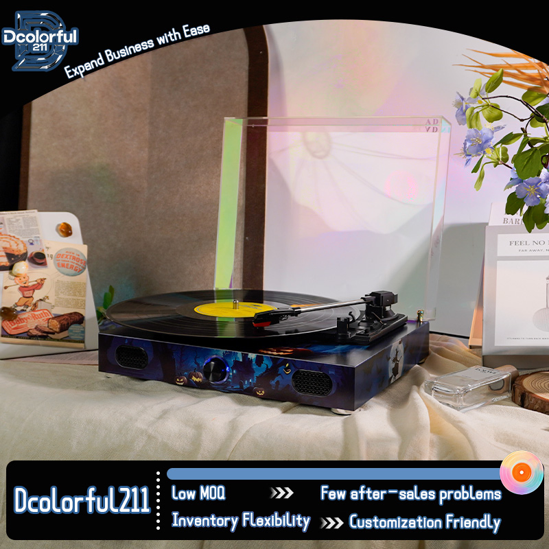 Портативный проигрыватель винила с Bluetooth и колонками