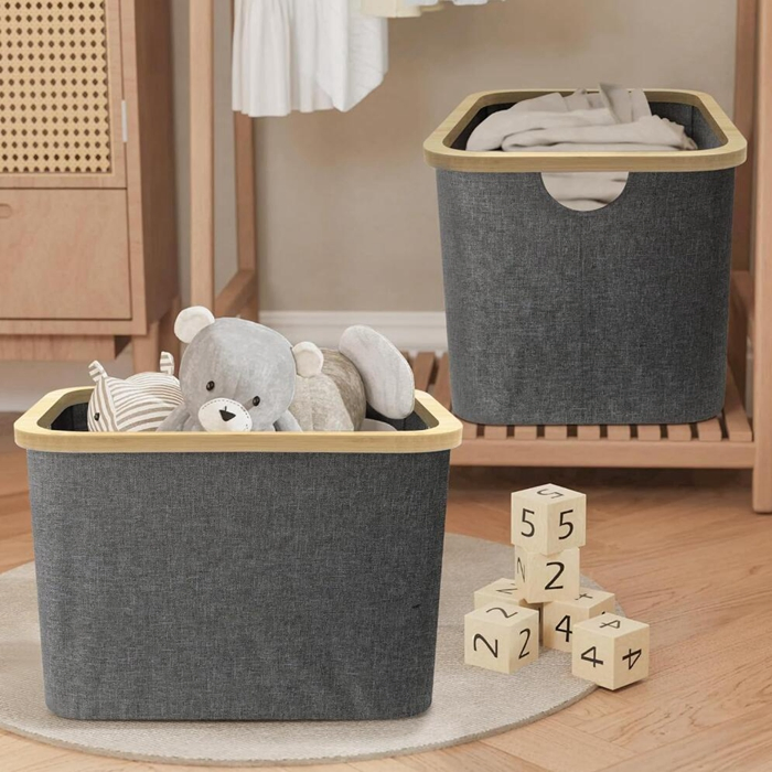 Foldable Laundry Storage Basket with Handles for Clothes Pantry Organization