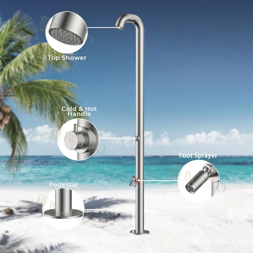 Premium Outdoor Shower Column in Stainless Steel with Temperature Control
