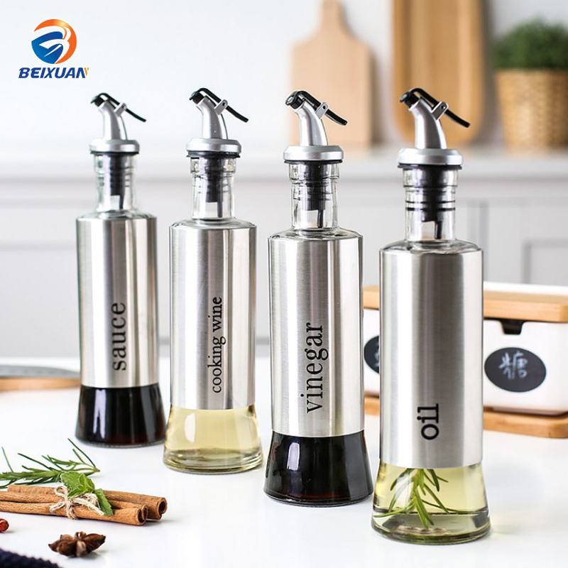 300ml Kitchen Oil Bottle Stainless Steel Leakproof Olive Oil Bottle