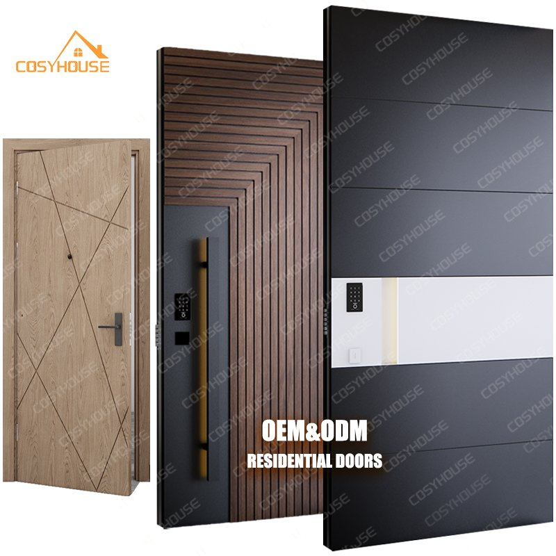 European Style Oak Interior Doors and Modern Cast Aluminum Main Doors for Villas and Apartments