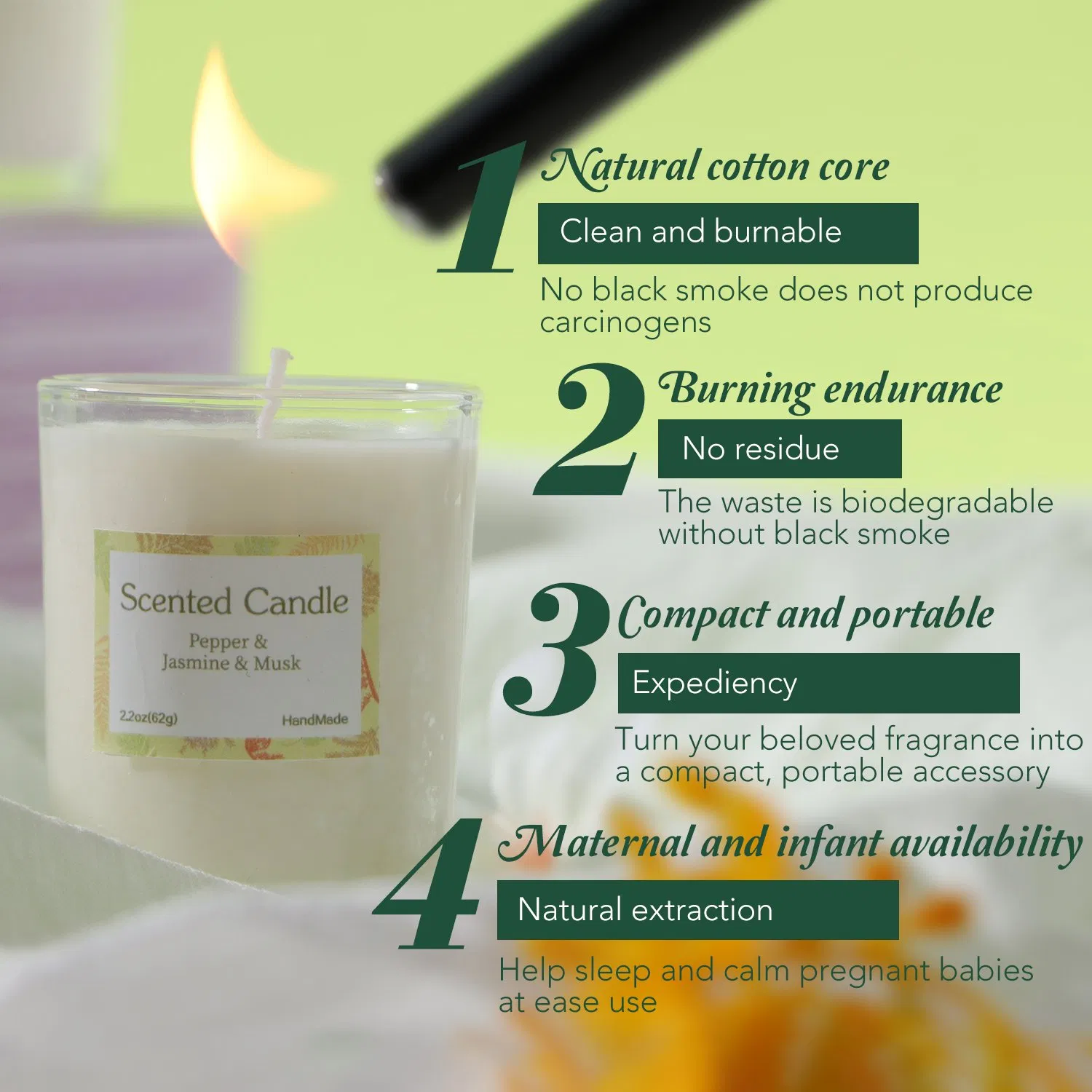 Eco-Friendly Scented Candle Enhanced with Pure Essential Oils for Serenity