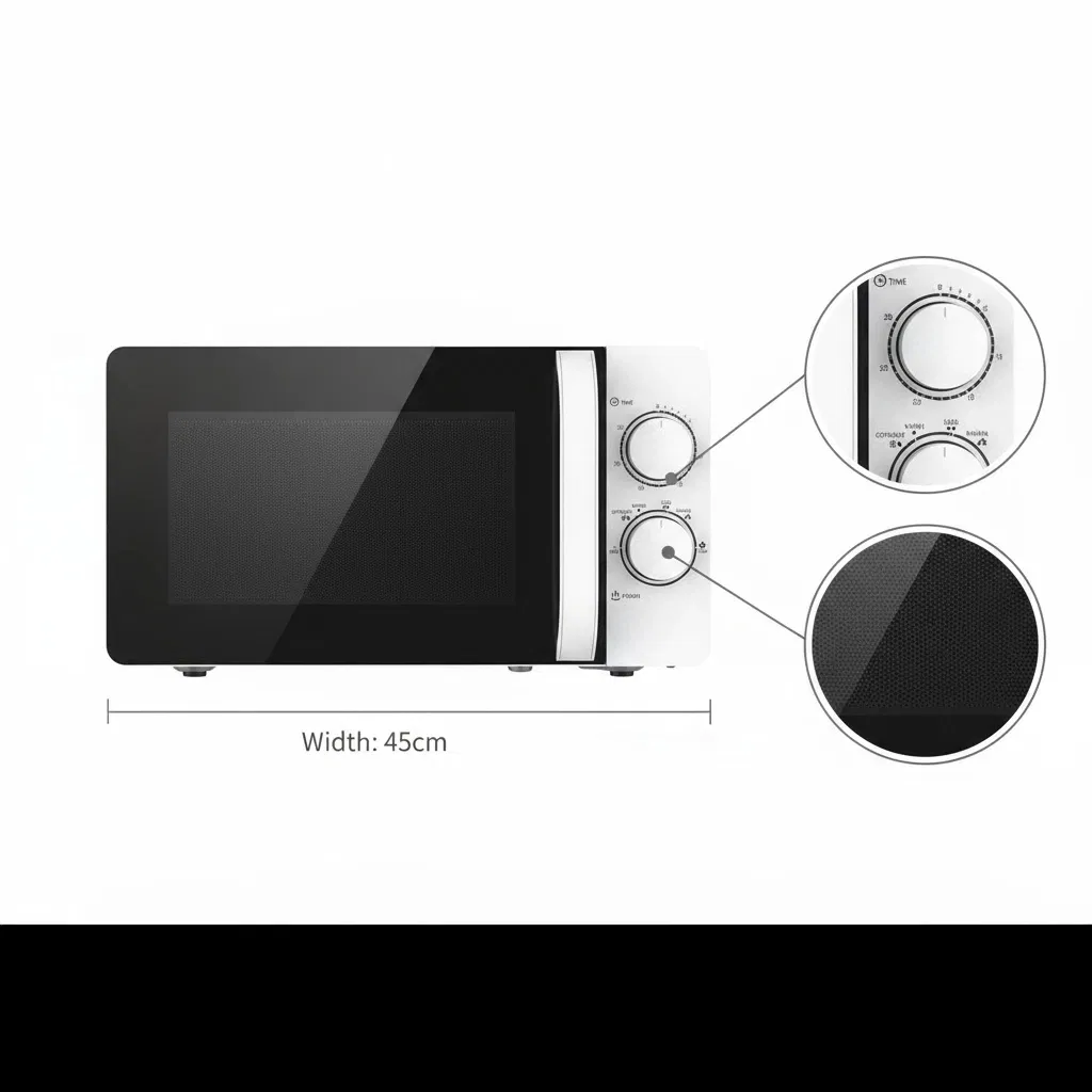 20L 700W Mechanical Countertop Microwave Oven with 2 Knobs 5 Power Levels