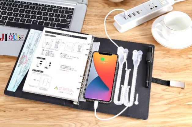 Smart Charging Notebook with Magnetic Lock 8000mAh/10000mAh Battery and PU Hard Cover Stationery Set